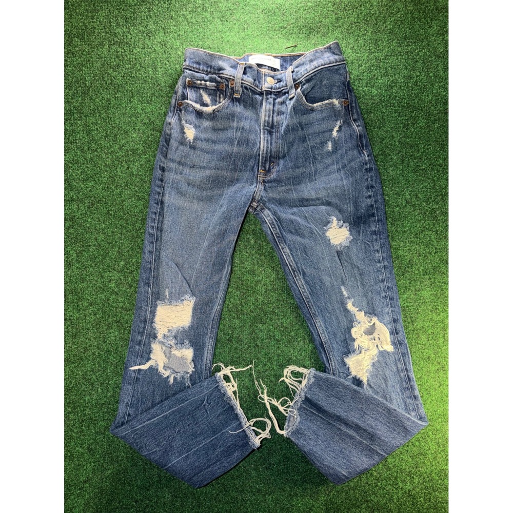 Abercrombie & Fitch The Mom High Rise Distressed Jeans Medium Wash 25 0R